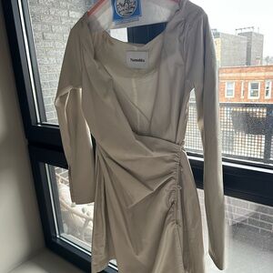 Nanushka Cream Wrap Dress